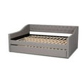 thumbnail image 6 of Baxton Studio Haylie Queen Size Light Grey Upholstered Daybed with Trundle, 6 of 12