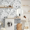 thumbnail image 4 of DAZLUTE Peel and Stick Removable Wallpaper White Black Floral Contact Paper Wallpaper,17.72" x 394", 4 of 8