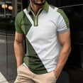 thumbnail image 2 of zfhfof Men's Polo Shirts Summer Short Sleeve Casual Quarter Zip T Shirt Color Block Slim Fitted Collared Golf Shirts, 2 of 5