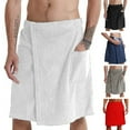 thumbnail image 5 of JANGSLNG Men Bathrobe Bath Towel Adjustable Elastic Waist Homewear Nightgown Pocket Outdoor Sports Swimming Gym Spa Towel, 5 of 7