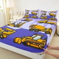 thumbnail image 3 of Manfei Equipment Truck Full Size Sheets,Cartoon Bulldozer Bed Sheets,Purple Yellow Sheet Sets For Boys Teens,Breathable Home Decor,4 Pieces, 3 of 7