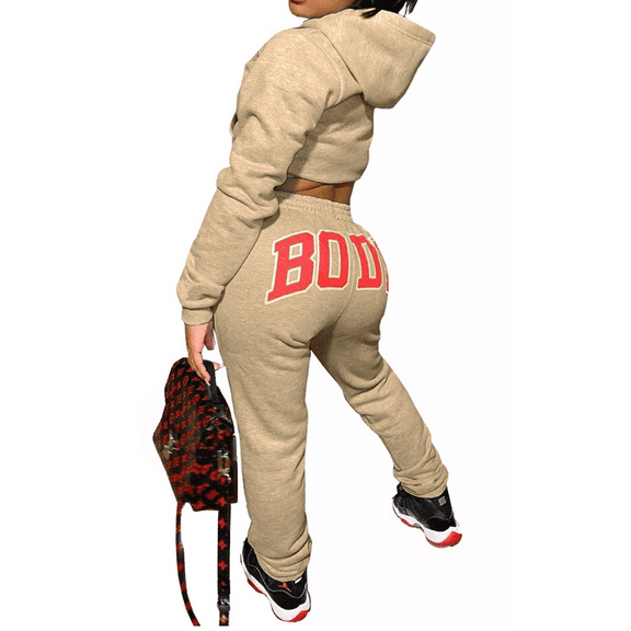 Akmipoem Women 2 Piece Outfits Tracksuit Crop Hoodie Jogger Sweatsuit Jogging Sets