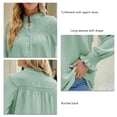 thumbnail image 3 of Blusa Con Cuello Levantado Con Cordones De Agárico, Camisas De Color Puro Para Mujer, Camisa De Manga Larga Con Puños, Blusa Con Botones De Cuello Alto Para Mujer, Tops Con ANGGREK Otros, 3 of 6