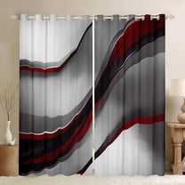 Feelyou Grey Red Stripes Black Out Curtains for Adult, Chic Abstract Ombre Curtains Pack of 2 (42x63 Each), Modern Geometric Bedroom Curtains, Curtains and Drapes Room Decor