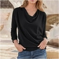 thumbnail image 2 of APEXFWDT Women's Fall Top Cowl Neck Long Sleeve Blouse Casual Stylish Solid Color Top Office & Daily Wear,L,Black, 2 of 5