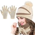 thumbnail image 1 of Gorro con pompón para mujer, gorro de invierno para niña, bufanda de redecilla, gorro de punto cálido, bufanda circular, calentador de cuello, 1 of 5