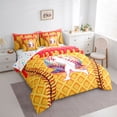 thumbnail image 2 of Erosebridal Red Dripping Waffle Baseball Batter & Baseball Graphic Twin Bedding Sets 7-Piece, Sport Graphic Bedding Comforter Set for Girls Kids,Breathable Home Decor, 2 of 6