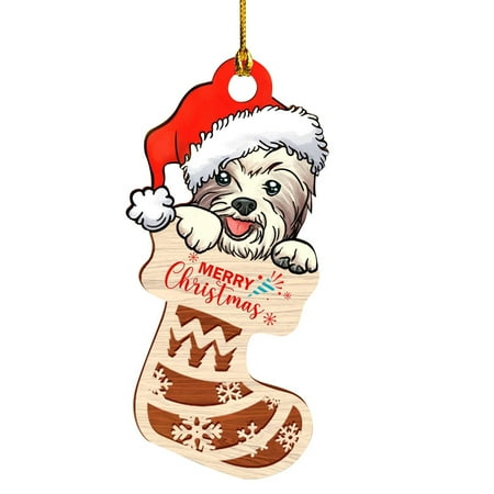 

Rdeuod Stocking 3Pcs 2022 Christmas New Pet Dog Wooden Pendant Decorative Articles Holiday