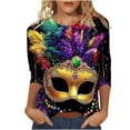 thumbnail image 2 of BILIKEYU Women's Mardi Gras Long Sleeve Graphic Blouse, Sweatshirt For Women, Womens Long Sleeve Tops Casual, Winter Outfits For Women, 2 of 5