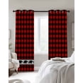 thumbnail image 3 of Red Black Plaid Blackout Curtains 39 Inches Long for Bedroom, Country Vintage Bear Buffalo Gingham Thermal Insulated Room Darkening Black Out Window Curtain Panels Grommet Drapes for Living Room, 3 of 8