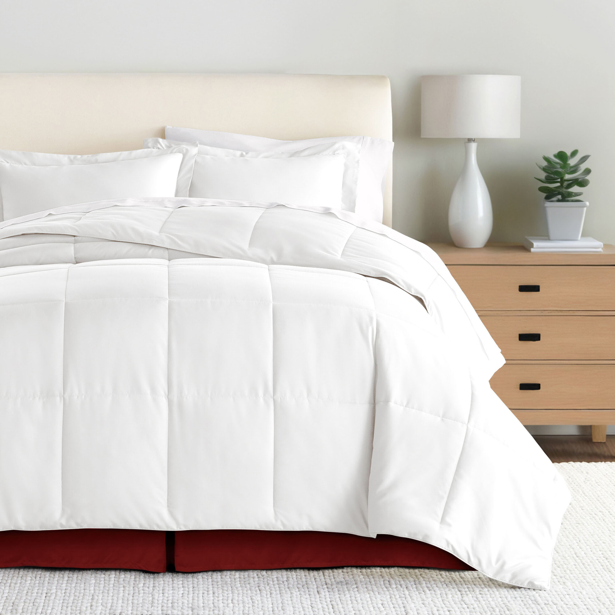 Noble Linens Burgundy Pleated Dust Ruffle Bed Skirt, Full