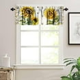 thumbnail image 4 of Rustic Sunflower Window Valance Curtain, Vintage Yellow Flowers Green Leaves Bee Hand Painted Pattern Window Valances Treatments for Kitchen Living Room Café Décor 54''x18'', 1 Panel, 4 of 6