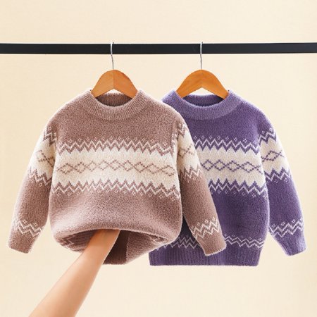 

CSCHome Kids Girls Boy s Pullover Sweater Outerwear Striped Warm Soft Sweater Fall and Winter Sweater Infant Baby Round Neck Fall Pullover 1-8Y
