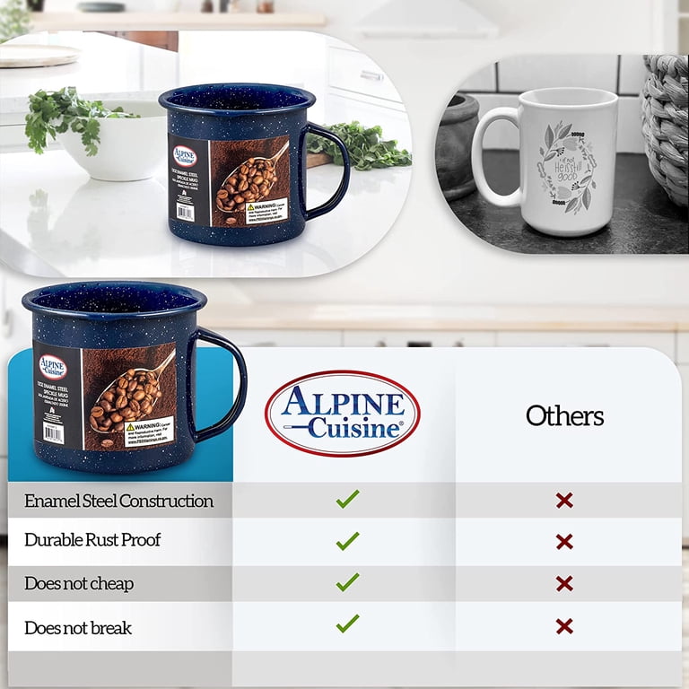 Alpine Cuisine Enamel Steel Dark Blue Speckle Mug 12Oz - Both Hot & Cold Beverage Coffee Mug For Office & Home, Dishwasher Safe & Microwave Safe, Smal