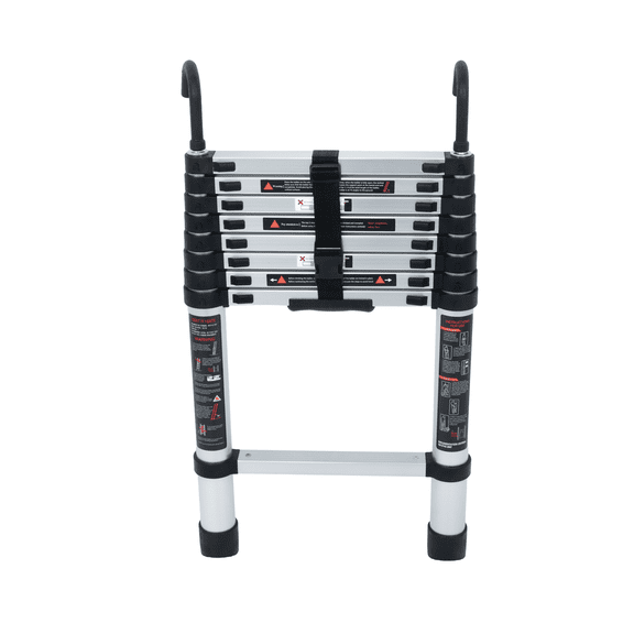 Telescopic Ladder, 8.5FT Aluminum Telescoping Ladder with Non-Slip Feet and Stable Hook, Portable Extension Ladder for Household and Outdoor Working, 330lb Capacity
