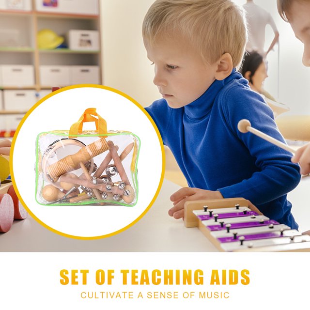 Juego de instrumentos de percusión de mano para niños, juego de juguetes de percusión de madera para niños, 10 Uds.