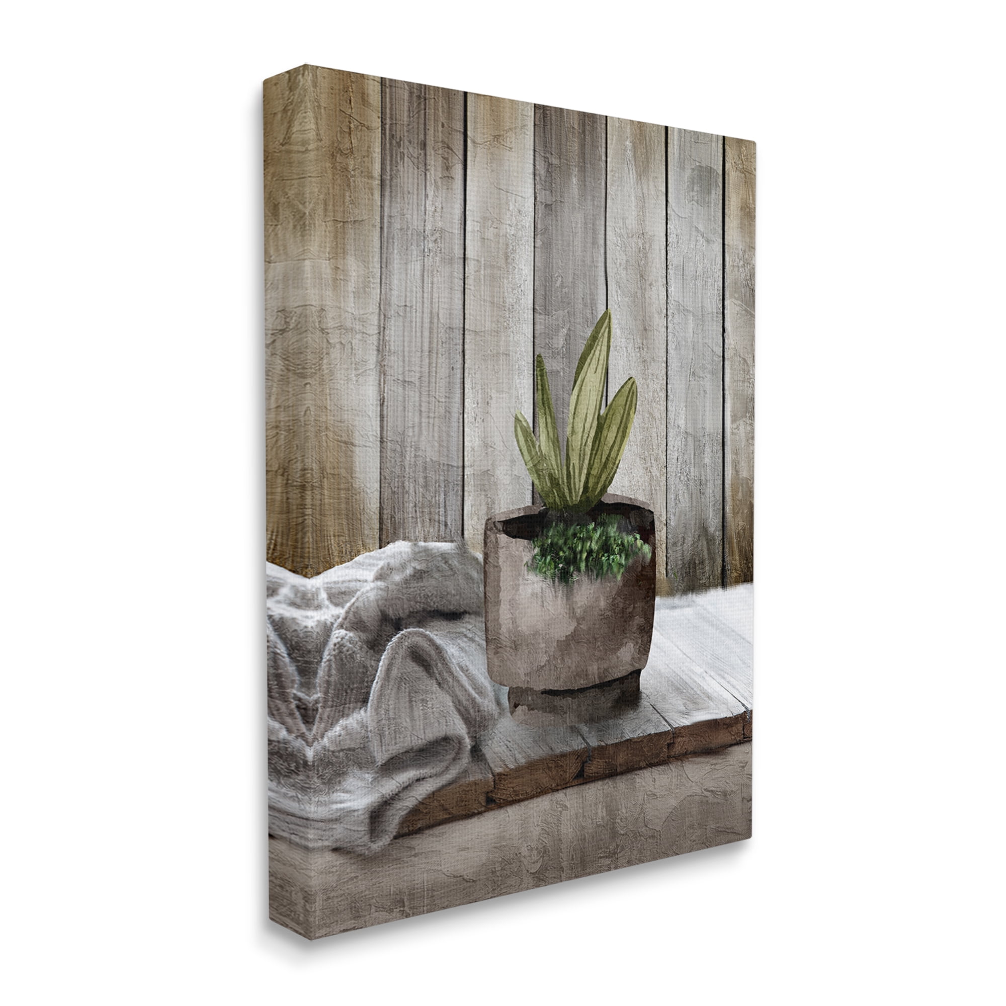 Stupell Industries Potted Plant Still Life Botanical & Floral Painting Gallery Wrapped Canvas Art Print Wall Art, 24 x 30