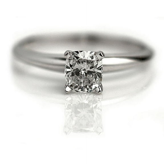 0.70ct Diamond Engagement Ring GIA Cushion Cut Solitaire 14K White Gold