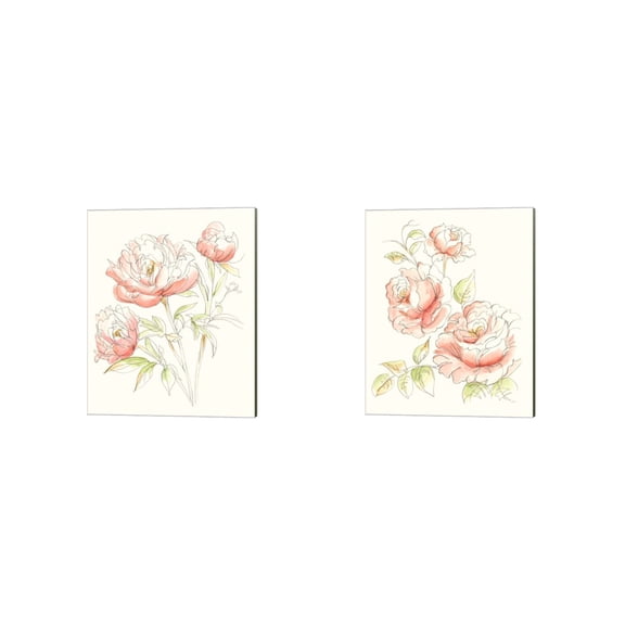 Great Art Now Watercolor Floral Variety by Ethan Harper 2 Piece Canvas Art Set Each 12"W x 15"H