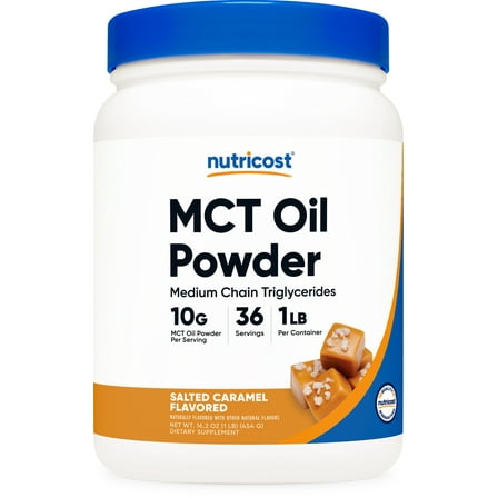 Nutricost Premium MCT Oil Powder (1 LB) (Salted Carmel) - Best for Keto, Ketosis, and Ketogenic Diets - Non-GMO and Gluten Free, Medium Chain Triglyceride