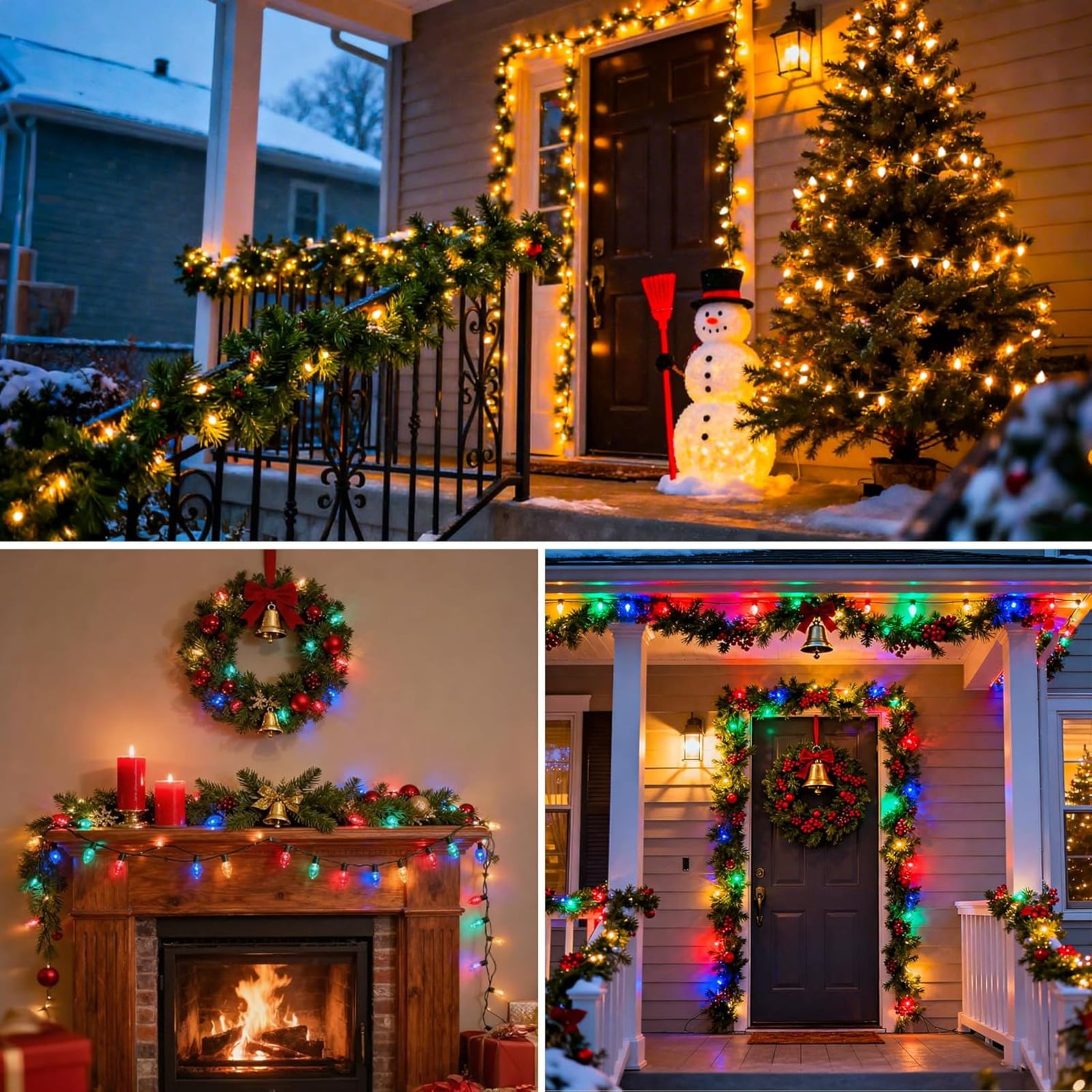 2 Pack C9 LED Christmas String Lights, 84ft with Remote & Timer, Waterproof Strawberry Bulbs for Outdoor Tree and Roof Decor (Warm White/Multicolor)