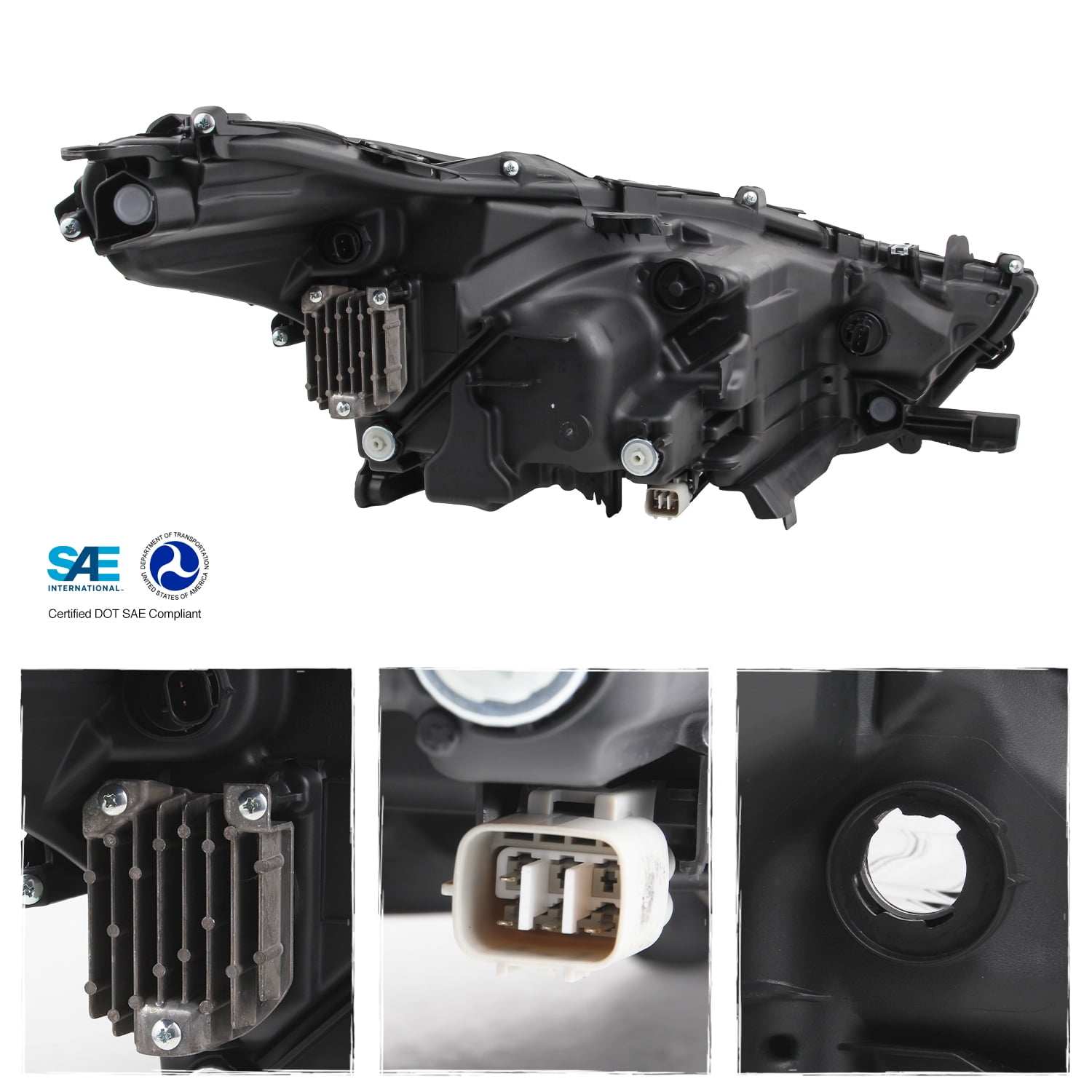 AKKON - Fits 2020-2024 Toyota Highlander Projector Black Headlights Pair Driver Left+Passenger Right w/LED DRL