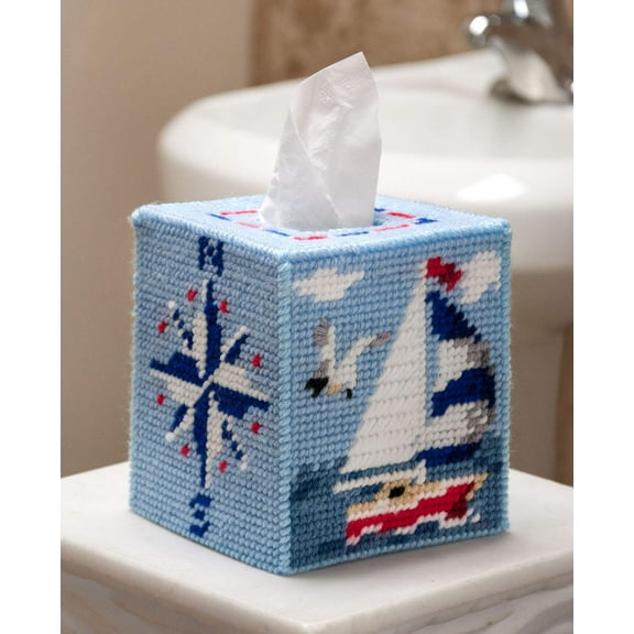 Mary Maxim Plastic Canvas Tissue Box Kit 5"-Set Sail (7 Count)