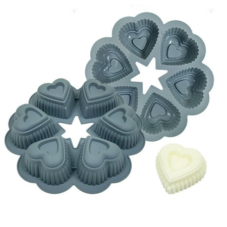 

Mousse Cake Silicone Stencil Reusable Heart Shape Mould for DIY Baking Gray