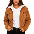 thumbnail image 3 of Women's Winter Sherpa Lined Corduroy Coat Button Down Warm Jacket Outerwear(Big & Tall,Adult), 3 of 5