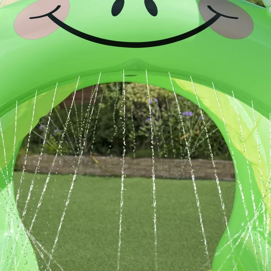 Inflatable Kids Water Sprinkler Tunnel with Fun Frog Design for Outdoor Lawn Play