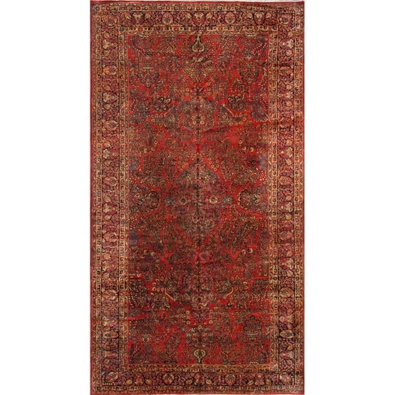 Pasargad Home Antique Azerbaijan Red Lamb's Wool Area Rug 8' 9" X 16' 2"