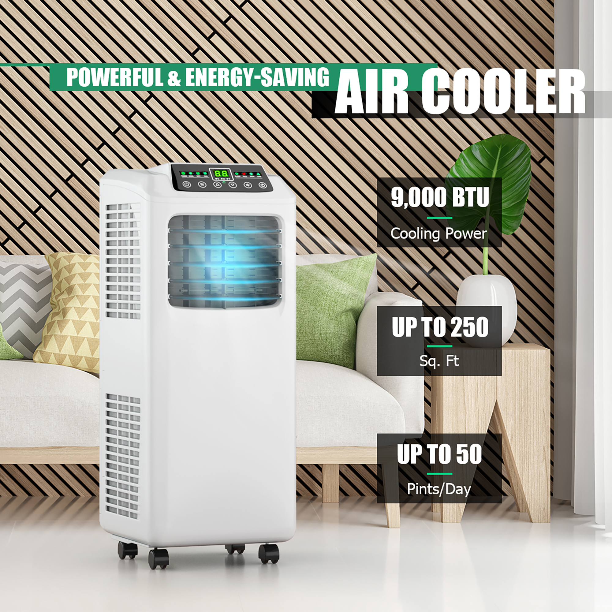 Costway 5500 BTU (9000 BTU ASHRAE) 3-in-1 Portable Air Conditioner w/Built-in Dehumidifier and Window Kit - image 5 of 11