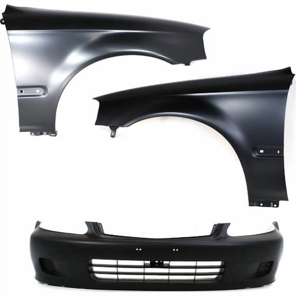 Front Bumper Cover Kit For 1999-00 Honda Civic With Fender Hatchback Sedan Coupe