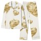 thumbnail image 1 of Puntoco Conjuntos de pijamas cómodos para mujer, conjunto de pijama informal holgado a la moda con pantalones largos estampados y manga larga con cuello vuelto, 1 of 4