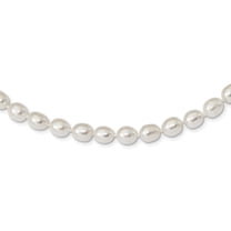 Primal Silver Sterling Silver Rhodium-plated 7-8mm White Freshwater Cultured Rice Pearl Necklace
