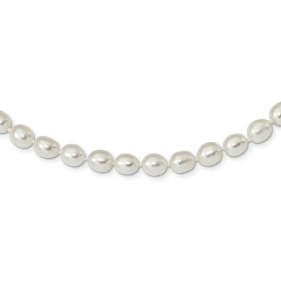 Primal Silver Sterling Silver Rhodium-plated 7-8mm White Freshwater Cultured Rice Pearl Necklace