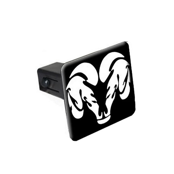 Ram Head White On Black Tow Hitch Cover