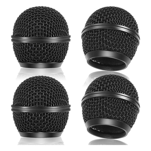 4PCS Mic Grille Replacement, Mesh Microphone Grill Head for Wireless Microphone & Wired Mics, Black