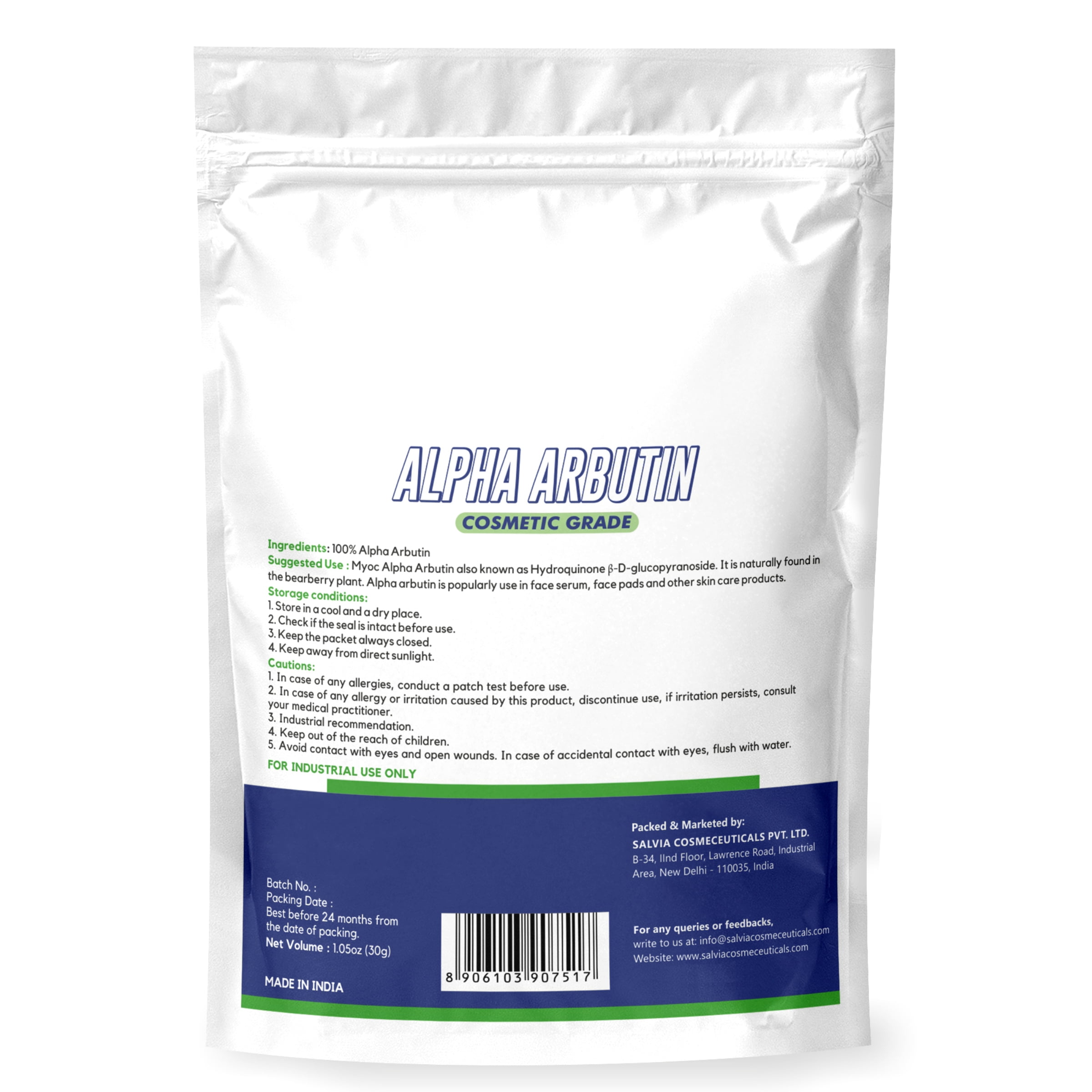 Myoc Alpha arbutin powder-30gm|100% pure original ingredients with no adulterants/ Alpha arbutin cosmetic grade/ For DIY and skincare industrial use- Skin Serums