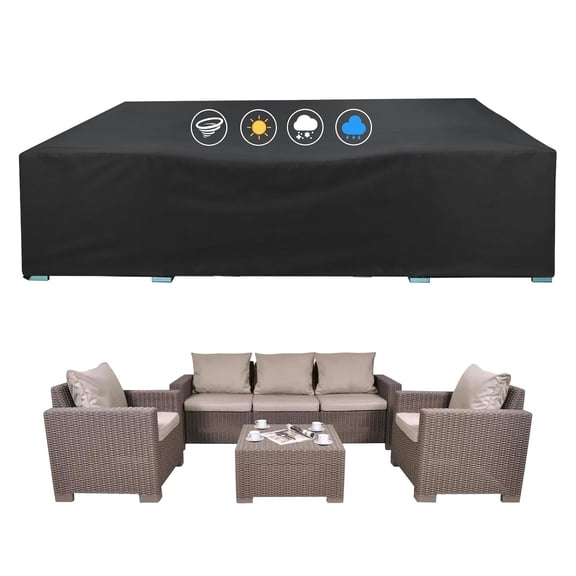 coversforge Patio Furniture Covers,500D Heavy Duty Waterproof for Outdoor Square and Retangle Patio Table and Chair Covers-110"L x 84"W x 28"H