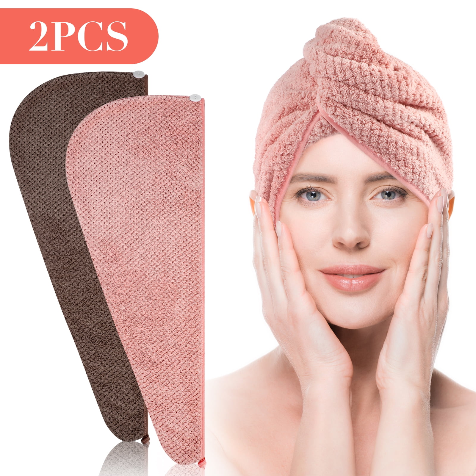 2pcs Microfiber Hair Towel Wraps, EEEkit Quick Drying Hair Wrap Towels