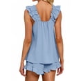 thumbnail image 5 of UVN Summer Pajamas for Women 2 Piece Ruffle Tank Tops and Short Pants Sleepwear Lounge Pajama Sets, 5 of 10
