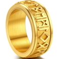 thumbnail image 1 of ORUYROP Can Engrave Viking Rune Spinner Rings for Men/Women, Size #7-#14 Chain Link Fidget Ring, Stainless Steel/Gold Plated/Black-Send Gift Box, 1 of 7