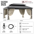 thumbnail image 2 of Pakunoda 14' X 6.5' Outdoor Curtains for 12' X 16' Gazebo, Waterproof Outdoor Privacy Curtain Panel set of 4, Cream(Curtain Only), 2 of 8
