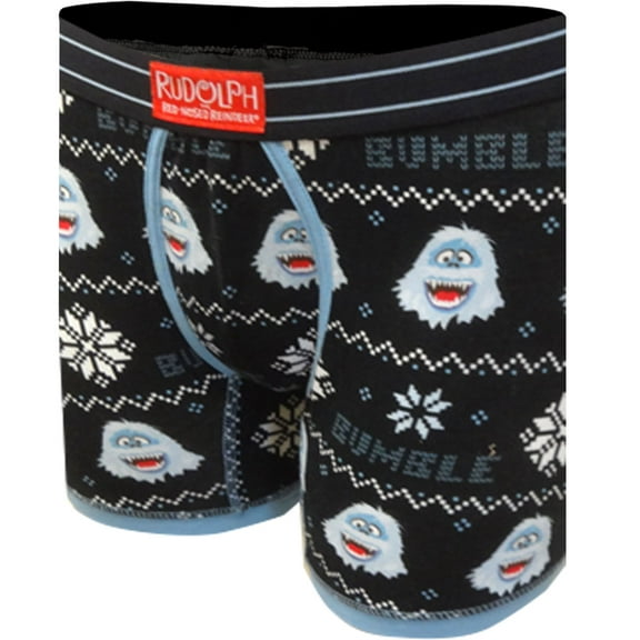 MJC Mens Rudolph The Red-Nosed Reindeer Bumble Fair Isle Boxer Briefs (Small)