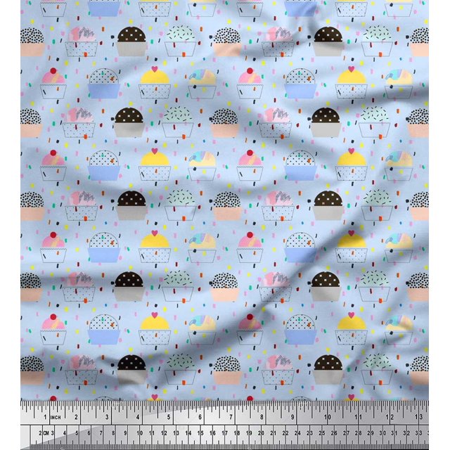 Soimoi Brown polyester Crepe Fabric Artistic Flower & Geometric Print Fabric by the Yard 52 Inch Wide
