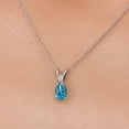 thumbnail image 3 of Gem Stone King 14K White Gold London Blue Topaz and White Topaz Pendant Necklace for Women | 0.81 Cttw | Gemstone November Birthstone | Pear Shape 7X5MM | With 18 inch Chain, 3 of 6