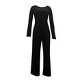 thumbnail image 4 of BYHONG Omen 2 Piece Casual Suit Pleated Short Sleeve Top and High Waisted Wide Leg Pants Tracksuit Set Black S, 4 of 4