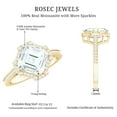 thumbnail image 5 of Rosec Jewels Moissanite Engagement Ring with Halo - Art Deco Ring (3 Carat, 8 mm Asscher Cut, D-VS1 Quality), 18K Yellow Gold, US 10.50, 5 of 8