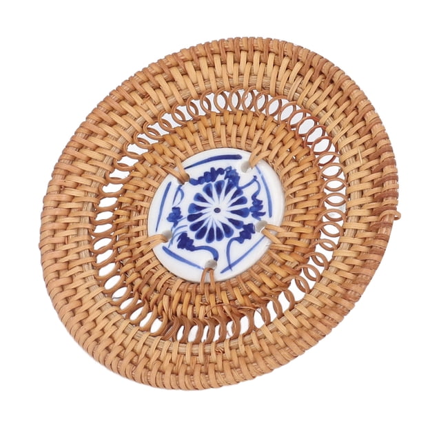 Posavasos De Porcelana Azul Y Blanca, Hermoso Hecho A Mano, Mantener Limpio, Seguro Para Usar, Evita Daños, Portavasos Para Vasos De Albahaca